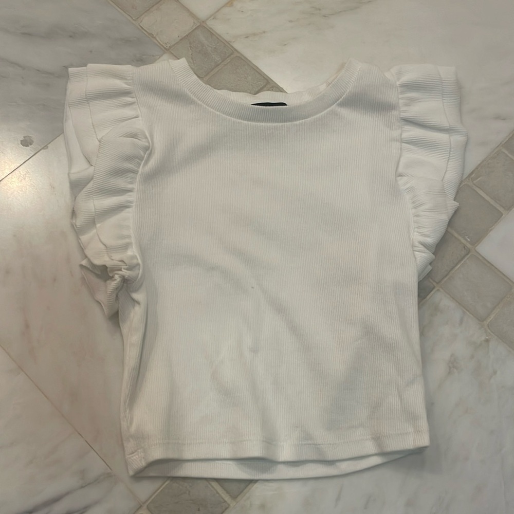Zara white ruffle crop top
